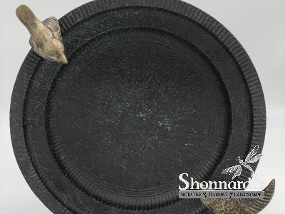 Metal Bird Bath w/ Birds Black 19x14.5"